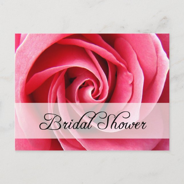 bridal shower : Pink Rose : Invitation Postcard (Front)