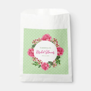 Bridal Shower Pink Rose Red Petunia Polka Dots Favour Bag