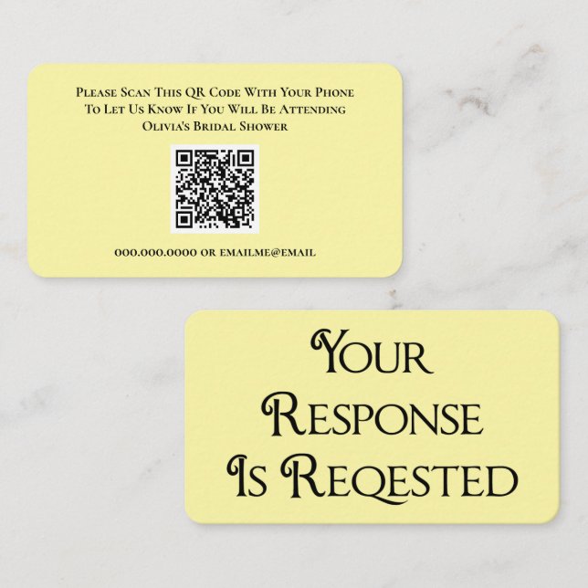 Bridal Shower Pink RSVP QR Code Response Card (Front/Back)