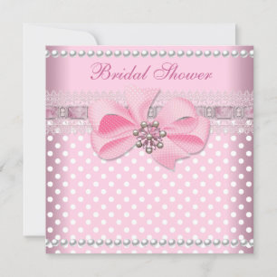 Bridal Shower Pink Spot Pearl Lace Wedding Invitation