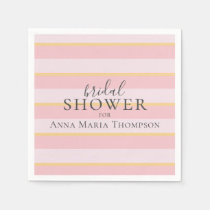 Bridal Shower Pink Stripes Cute Simple Calligraphy Napkin