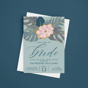 BRIDAL SHOWER   Pink Tropical Lily Floral Invitati Invitation