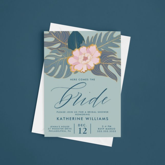 BRIDAL SHOWER | Pink Tropical Lily Floral Invitati Invitation (Creator Uploaded)