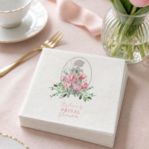 Bridal Shower Pink Tulip Paper Napkin