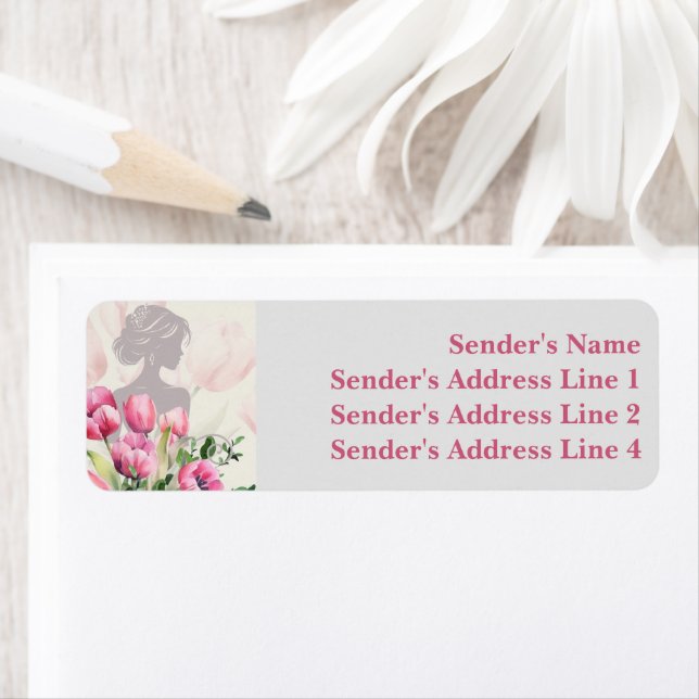 Bridal Shower Pink Tulip Return Address Labels (Insitu)