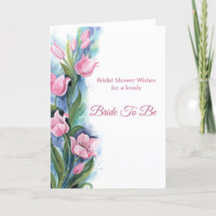 Bridal Shower Pink Tulips Floral Card