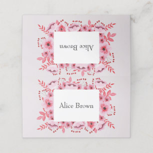 Bridal Shower Pink Watercolor Flowers Place Card