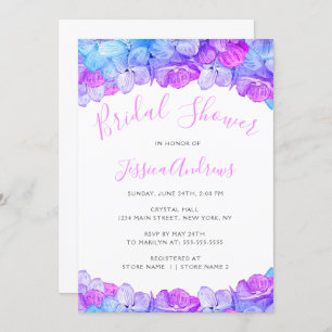 Bridal Shower Pink Watercolor Hydrangea Floral Invitation