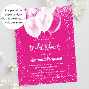 Bridal Shower pink white balloon budget invitation Flyer