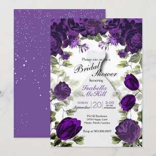 Bridal Shower - Plum Purple Botanical Flowers Invitation