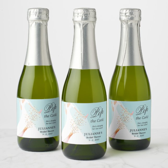 Bridal Shower Pop the Cork Sparkling Wine Label (Bottles)