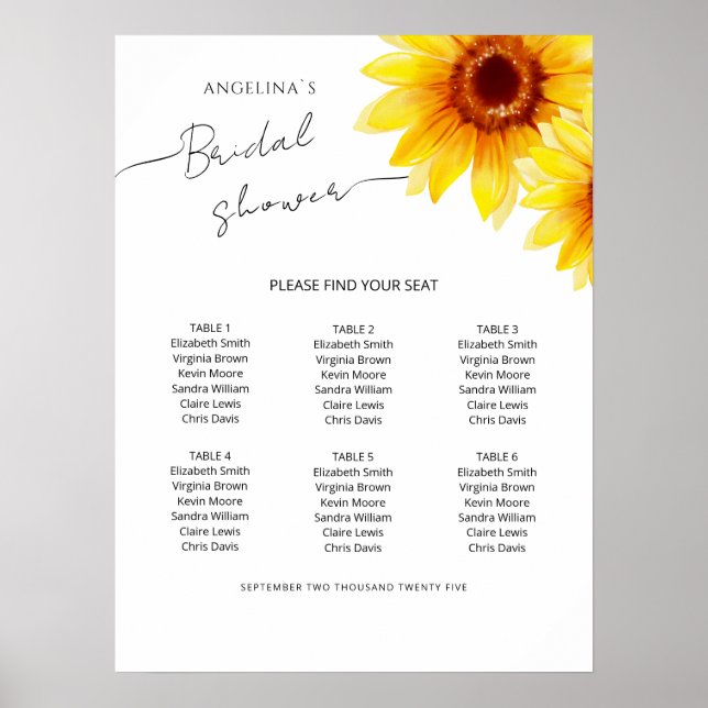 Bridal shower Posters in a modern design. (Front)
