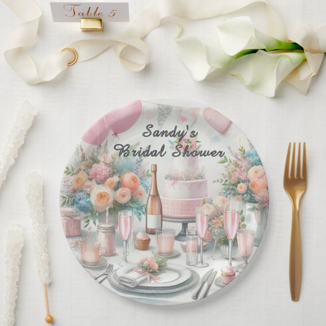 Bridal Shower Pretty Pink Party  Paper Plate (Wedding)