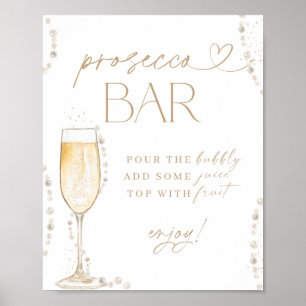 Bridal Shower Prosecco Bar Sign, Pearls & Prosecco Poster