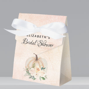 Bridal shower pumpkin fall cream rose gold favour box