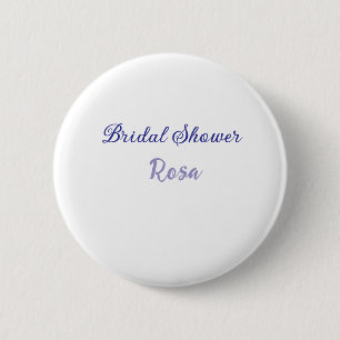 Bridal shower purple add name date elegantstylish 6 cm round badge