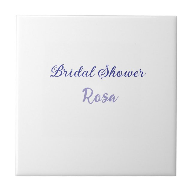 Bridal shower purple add name date elegantstylish  ceramic tile (Front)