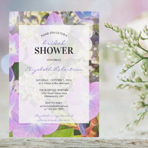 Bridal Shower Purple Blue Hydrangea Flower themed Invitation