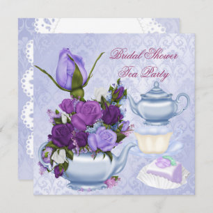 Bridal Shower Purple Floral Tea Party Invitation