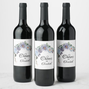 Bridal Shower Purple Floral Watercolor Wine Label