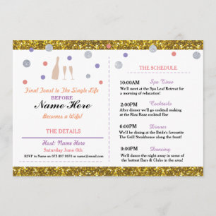 Bridal Shower Purple Gold Itinerary Bachelorette Program