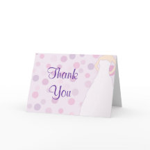 Bridal Shower Purple Polka Dot Thank You Cards