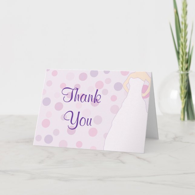 Bridal Shower Purple Polka Dot Thank You Cards (Front)
