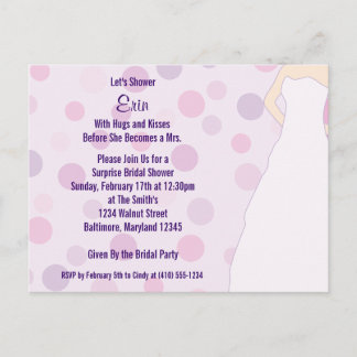 Bridal Shower Purple Polka Dots Invite Postcards