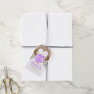 Bridal shower purple roses rehearsal wedding gift tags