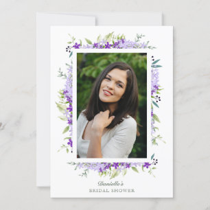 Bridal Shower Purple Shades Flower Branches Photo Invitation