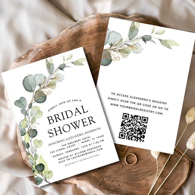 Bridal Shower QR Code Greenery Eucalyptus Invitation (Creator Uploaded)