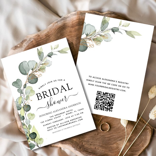 Bridal Shower QR Code Greenery Eucalyptus Invitation (Creator Uploaded)