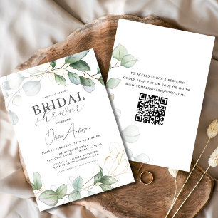 Bridal Shower QR Code Greenery Eucalyptus Invitation