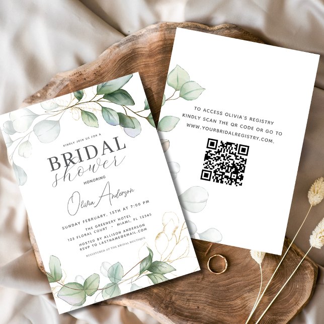 Bridal Shower QR Code Greenery Eucalyptus Invitation (Creator Uploaded)