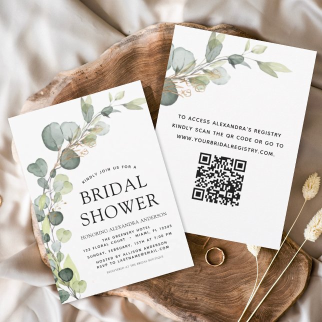 Bridal Shower QR Code Greenery Eucalyptus Invitation (Creator Uploaded)