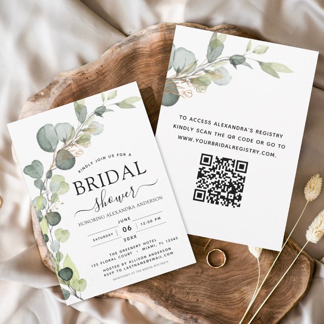 Bridal Shower QR Code Greenery Eucalyptus Invitation (Creator Uploaded)