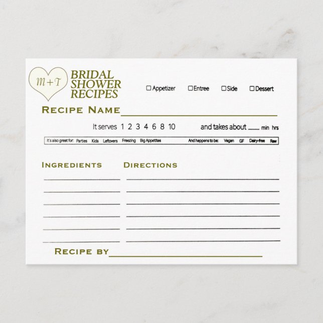 Bridal Shower Recipe Card (Front)