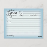 Bridal Shower Recipe Card Desserts Scrolls Retro