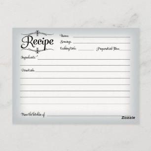 Bridal Shower Recipe Card Desserts Scrolls Retro