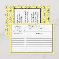 Bridal Shower Recipe Card Dots Bows Butter Yellow