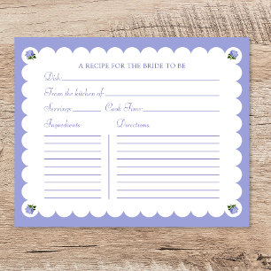 Bridal Shower Recipe Card Elegant Hydrangea Bride
