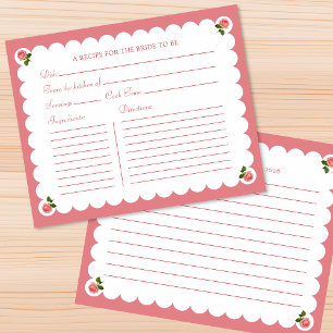 Bridal Shower Recipe Card Elegant Rose Dusty Pink