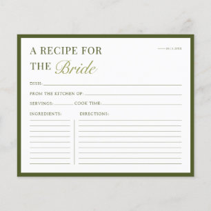 Bridal Shower Recipe Card Modern Forest Green