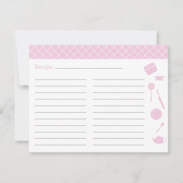 Bridal Shower Recipe Card - Pink (Front)