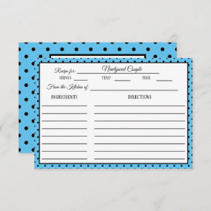 Bridal Shower Recipe Card Polka Dot Blue