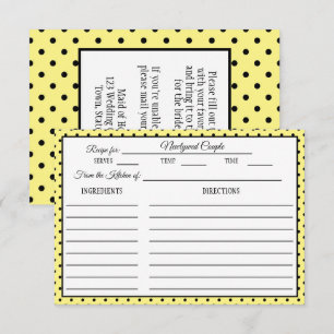 Bridal Shower Recipe Card Polka Dot Lemon Yellow