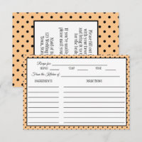 Bridal Shower Recipe Card Polka Dot Peach