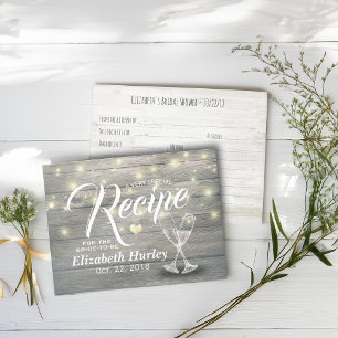Bridal Shower Recipe Champagne Glasses Wood Lights Postcard