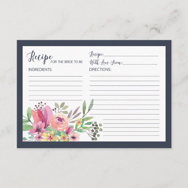 Bridal Shower Recipe for Bride to Be Enclosure Card (Front)