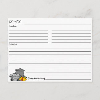 Bridal Shower Recipe Invitation Postcard